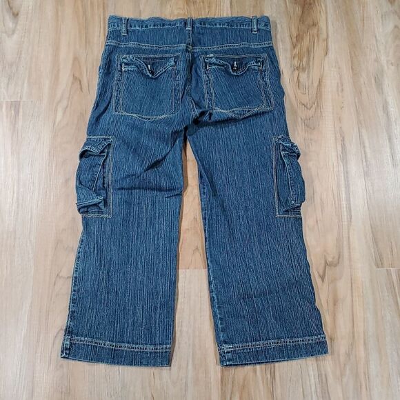 🔺️Prana Blue Gretchen Cargo Capri Jeans Size 6/28 - Picture 4 of 11